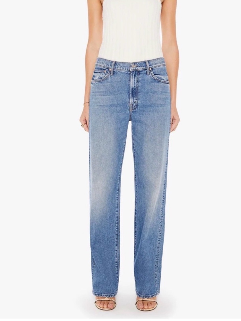 MOTHER Superior The Dodger Sneak Wide Leg Jean in Medium Blue 33